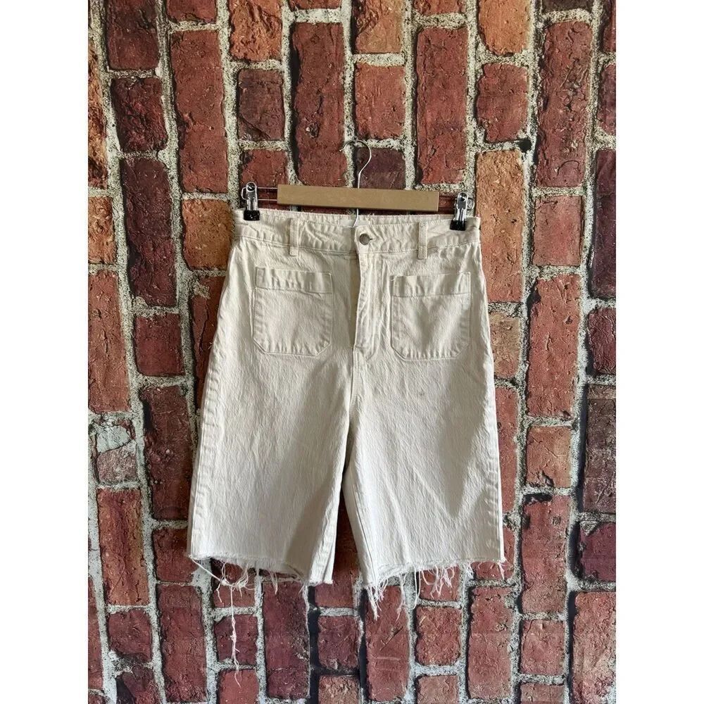 Rollas Womens White Wide Leg High Rise Shorts Size 28